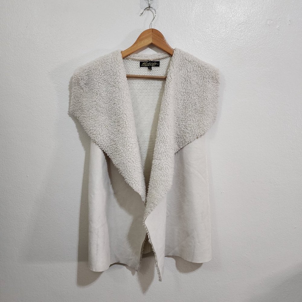 Vintage Sherpa Cardigan Off White Cozy Women's Size Small